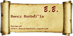 Bencz Borbála névjegykártya